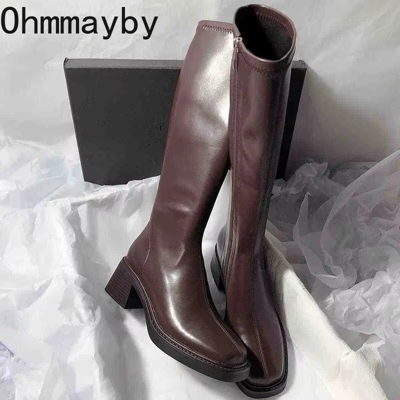 Vintage Old Fashion - Vintage salto grosso feminino joelho botas