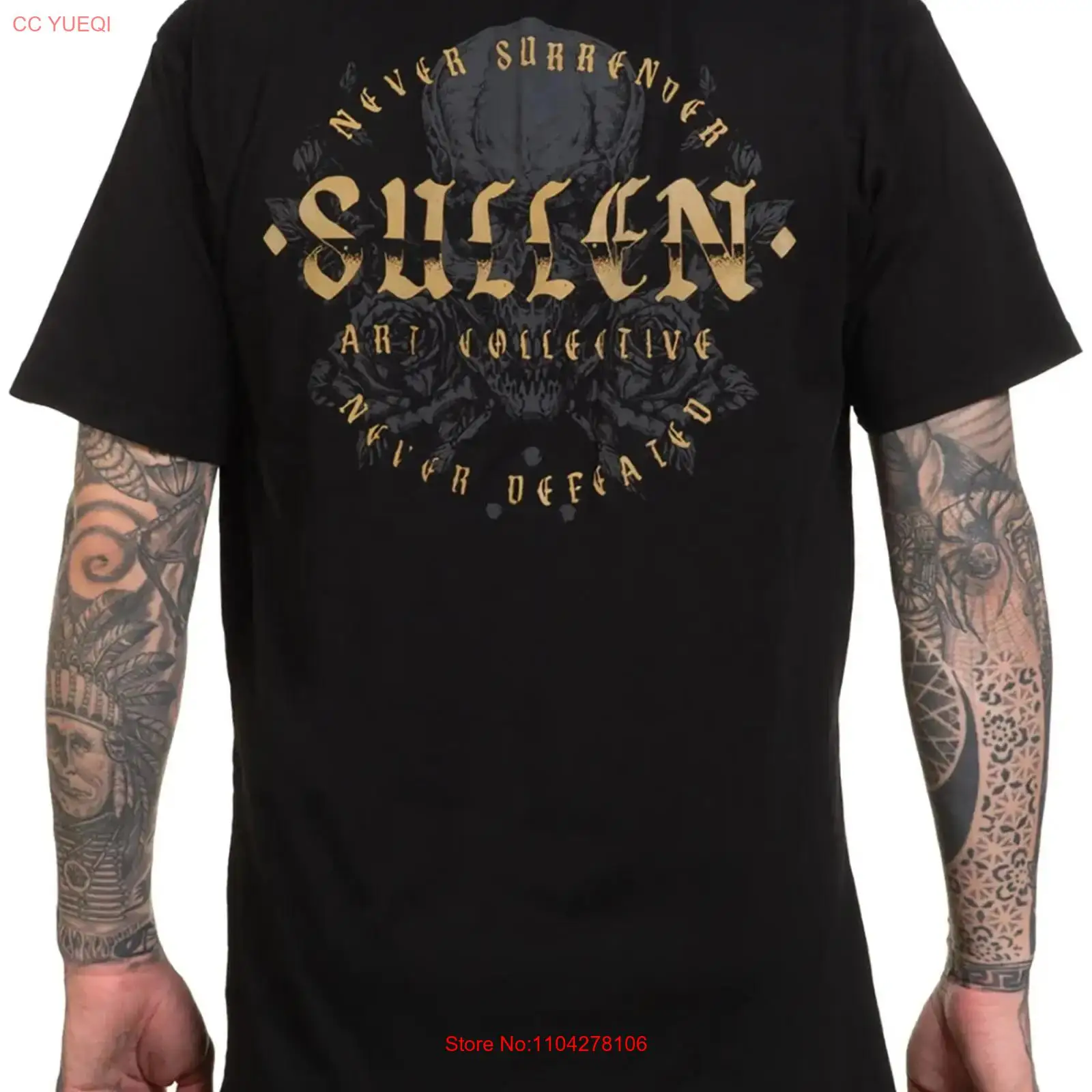 Vintage Fashion Logo - Camiseta Premium Masculina Sullen Never Defeated