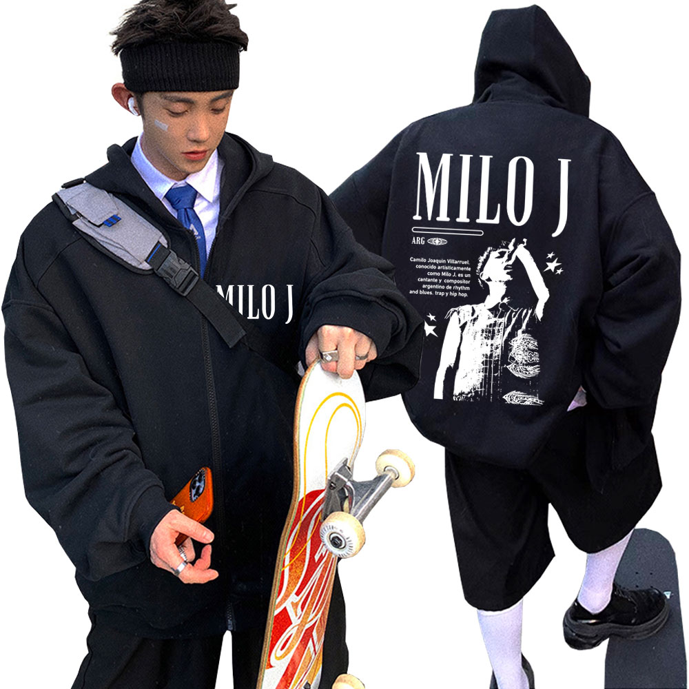 Vintage Fashion Pop Up - Rapper Milo J Gráfico Zipper Hoodie