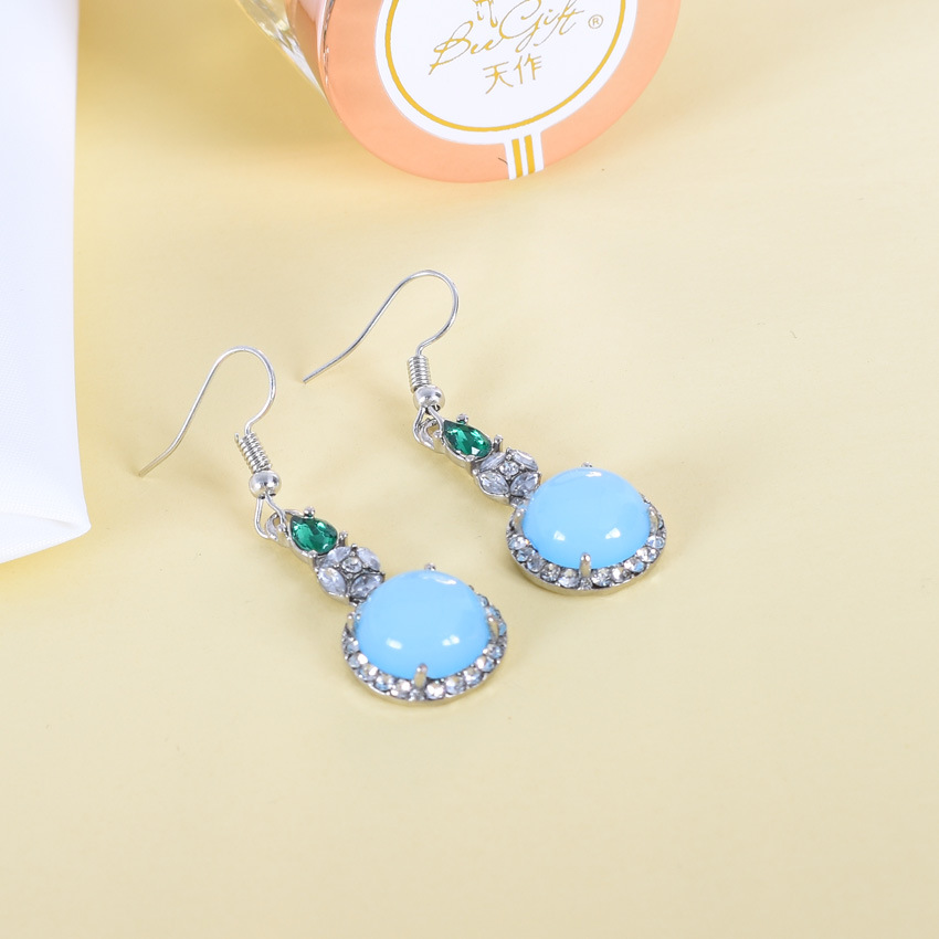 Vintage Fashion Designer - Azul natural jade brincos vintage designer