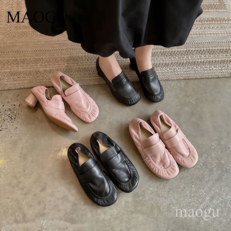 Vintage Old Fashion - Sapatos femininos de couro macio, com