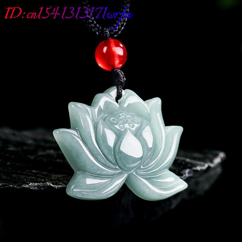 Vintage Fashion Designer - Myanmar jadeite lótus pingente colar charme