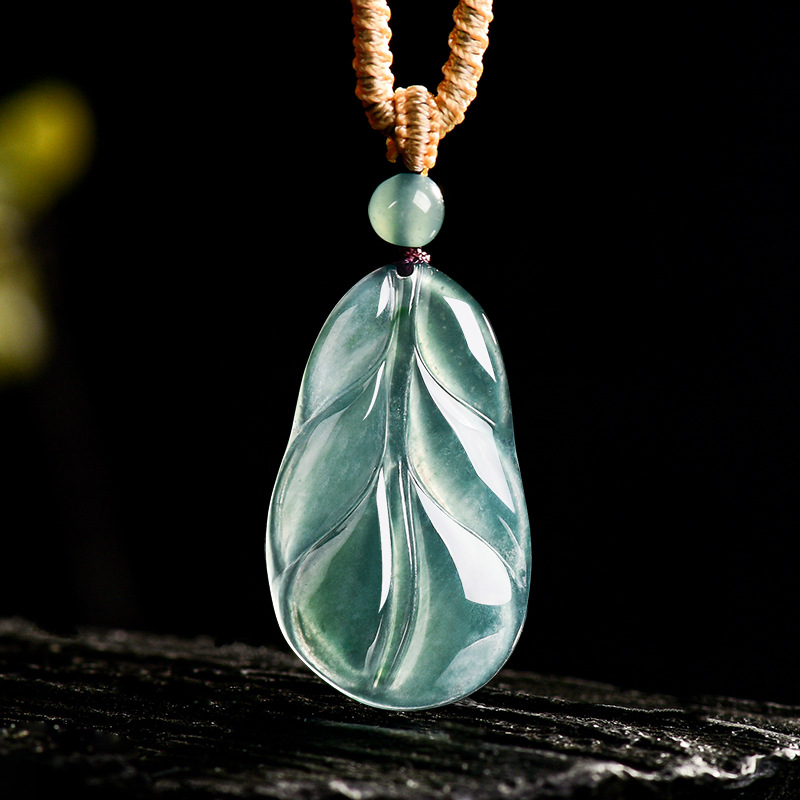 Vintage Fashion Designer - Myanmar jadeite folha pingente presentes para