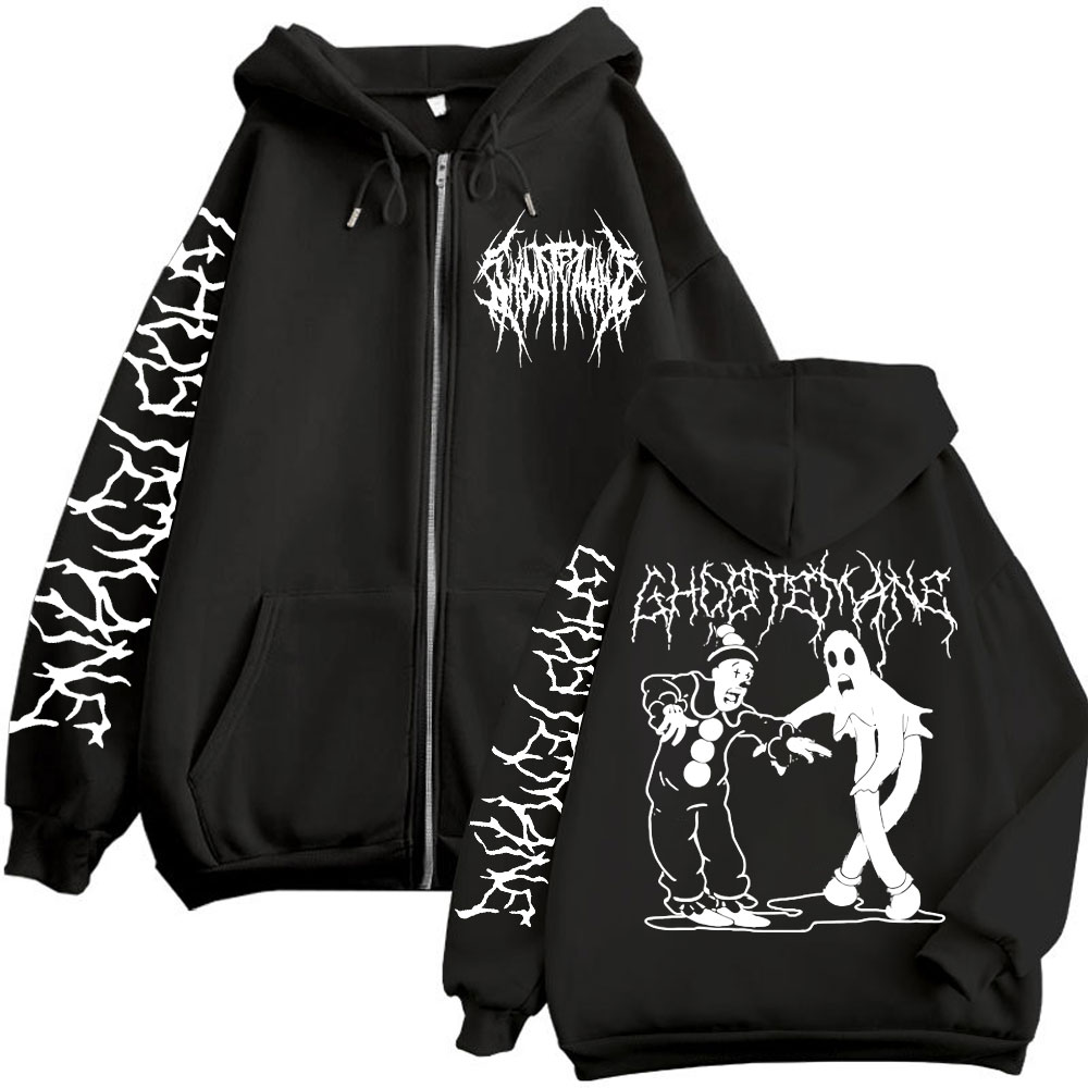 Vintage Fashion Pop Up - Ghostemane impressão zíper hoodies metal rock