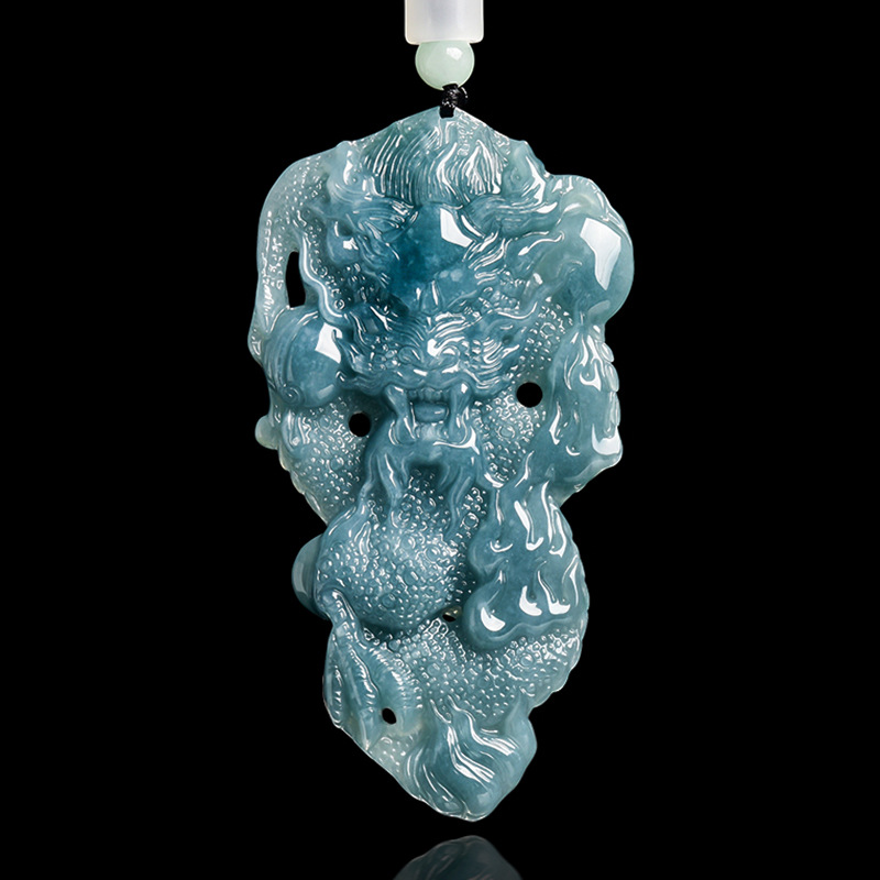 Vintage Fashion Designer - Myanmar jadeite dragão pingente colar pedra