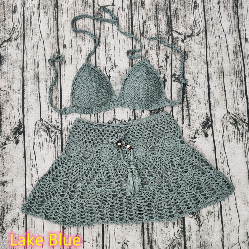 Conjunto de biquíni de praia s - Crochet Top Boho avaliação e preço
