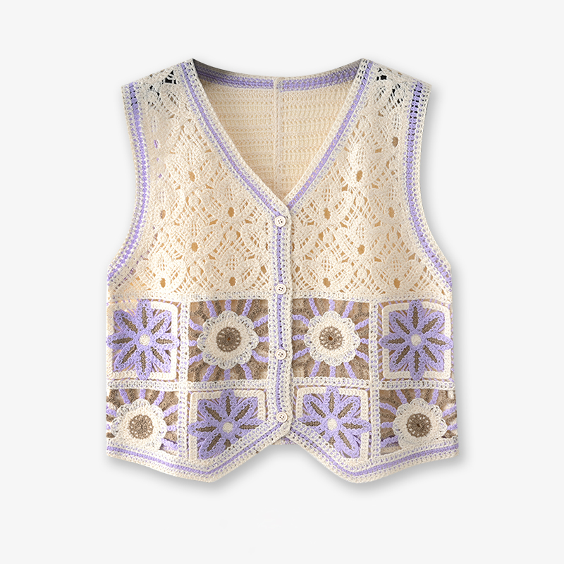 Vovó quadrado crochê colete mu - Crochet Top Boho avaliação e preço