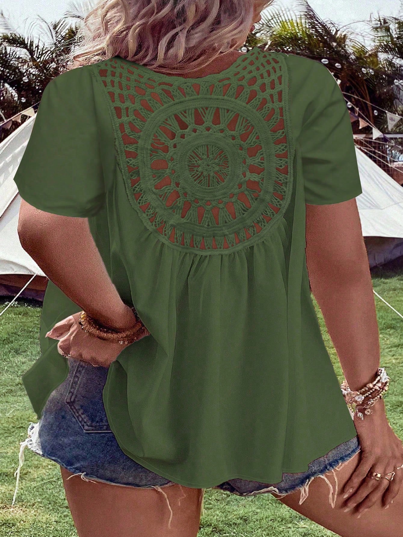 Blusa feminina plus size com c - Crochet Top Boho avaliação e preço
