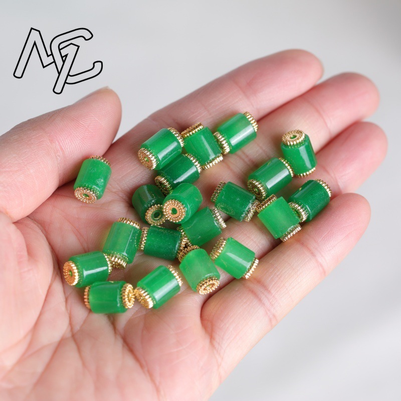 10 peças de Contas de Jade Tri - Vintage Fashion Designer avaliação e preço