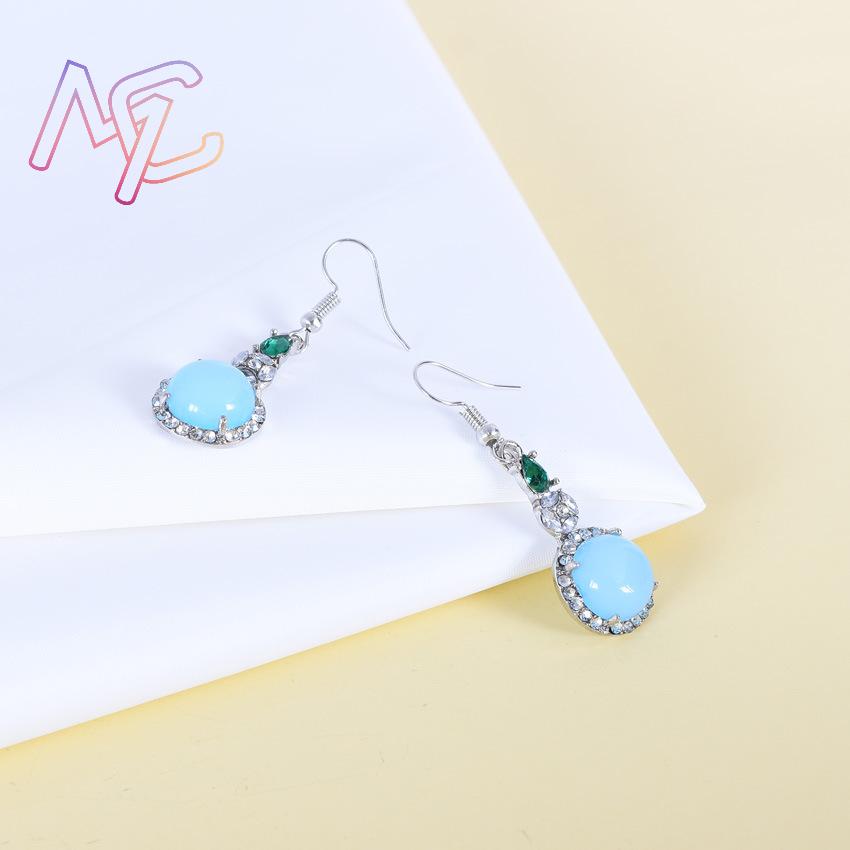 Azul natural jade brincos vint - Vintage Fashion Designer avaliação e preço
