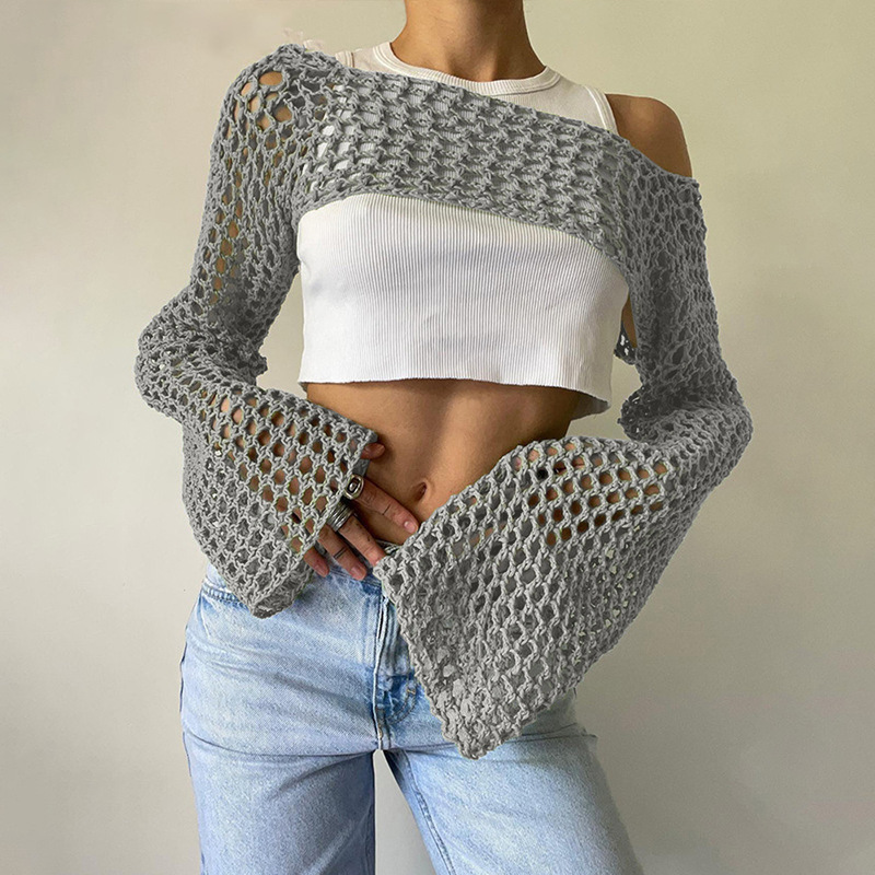 Top de crochê de manga comprid - Crochet Top Boho avaliação e preço