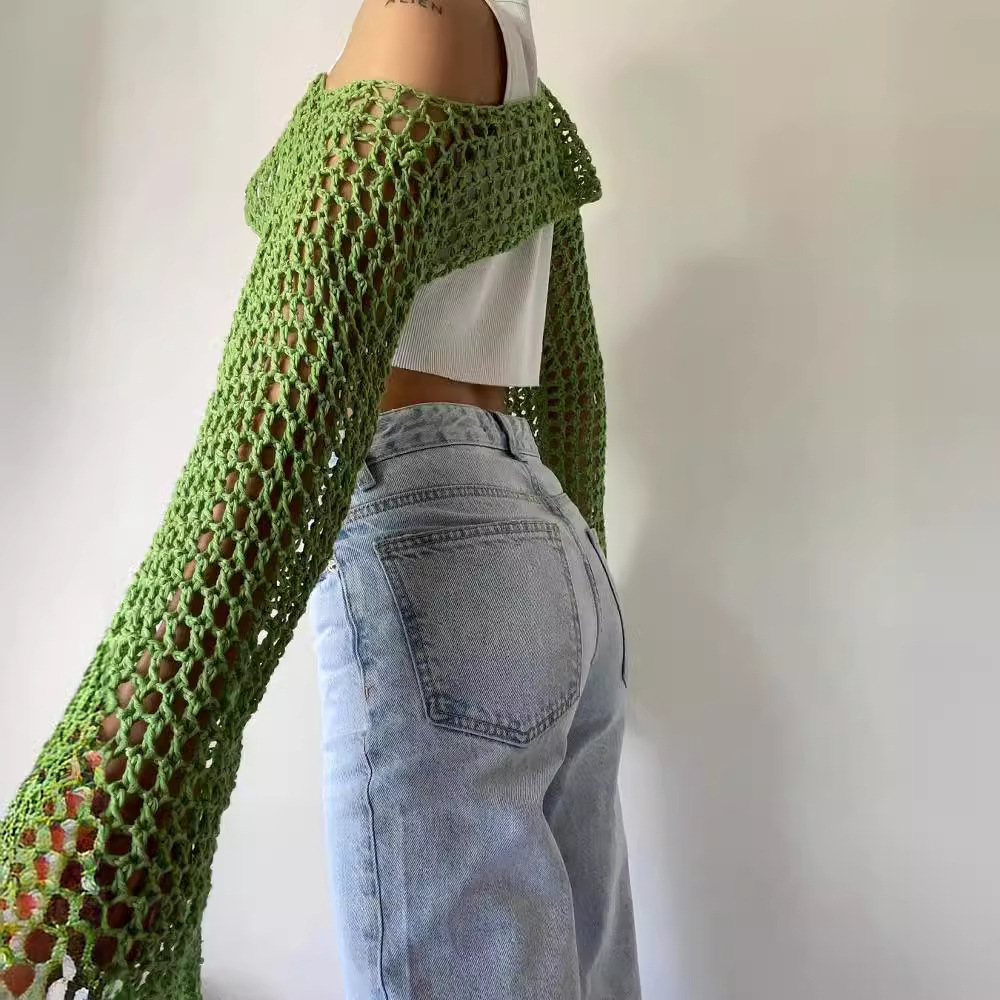 Top de crochê de manga comprid - Crochet Top Boho avaliação e preço