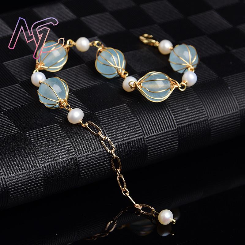 Azul natural jade grânulo brin - Vintage Fashion Designer avaliação e preço