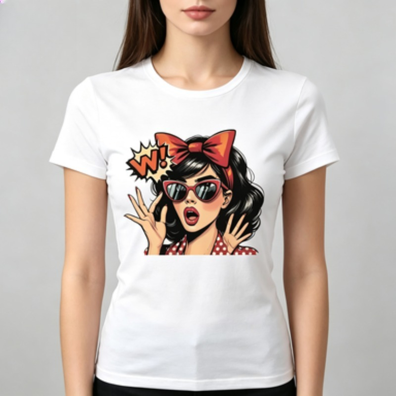 Camiseta feminina de algodão,  - Vintage Fashion Pop Up avaliação e preço