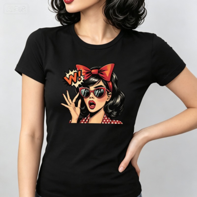 Camiseta feminina de algodão,  - Vintage Fashion Pop Up avaliação e preço