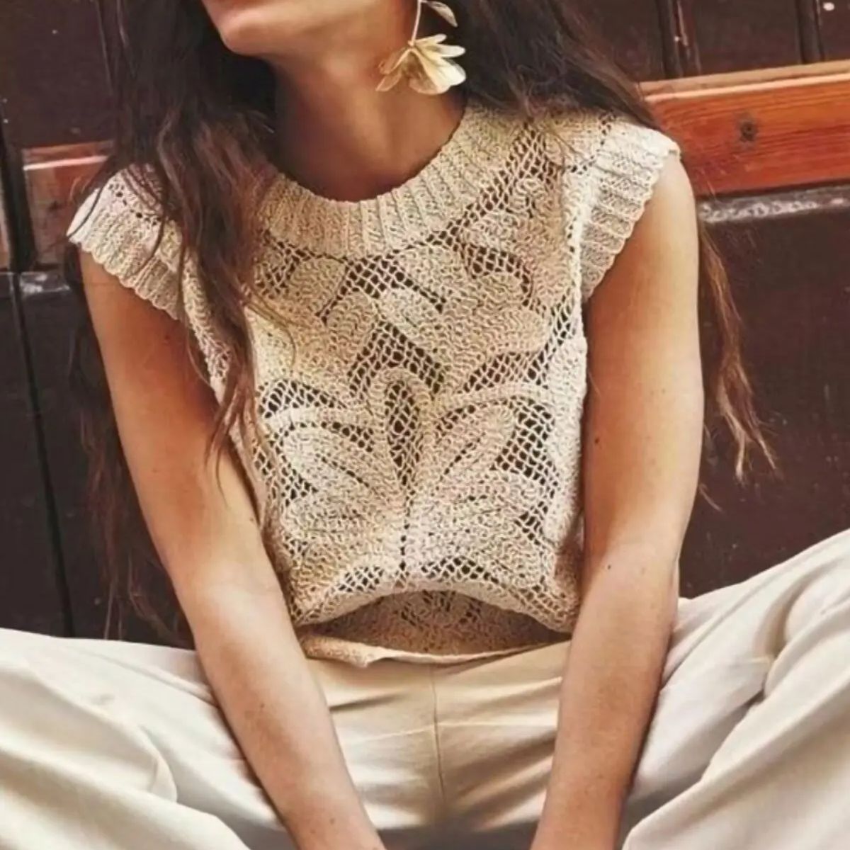 Novo Colete Feminino Boho de C - Crochet Top Boho avaliação e preço