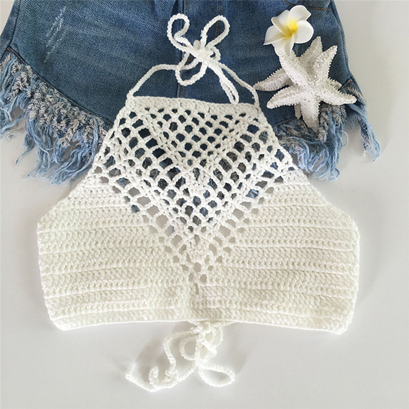Sexy boho malha camisola colhe - Crochet Top Boho avaliação e preço