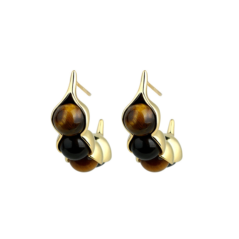 Olho de tigre pod brincos pedr - Vintage Fashion Designer avaliação e preço
